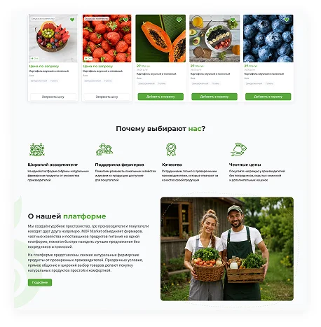 Главная страница с информацией о продукте