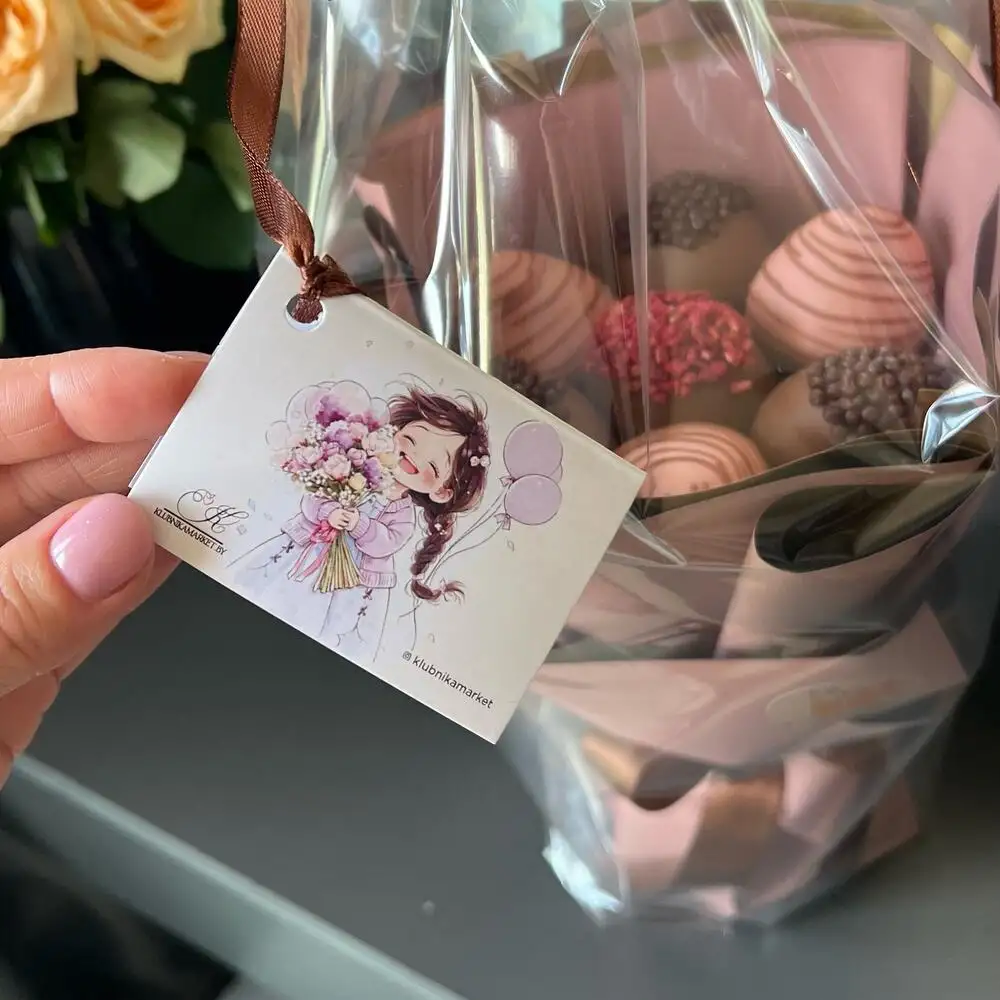 Букет из клубники в шоколаде «Розовый», 7 ягод фото 2