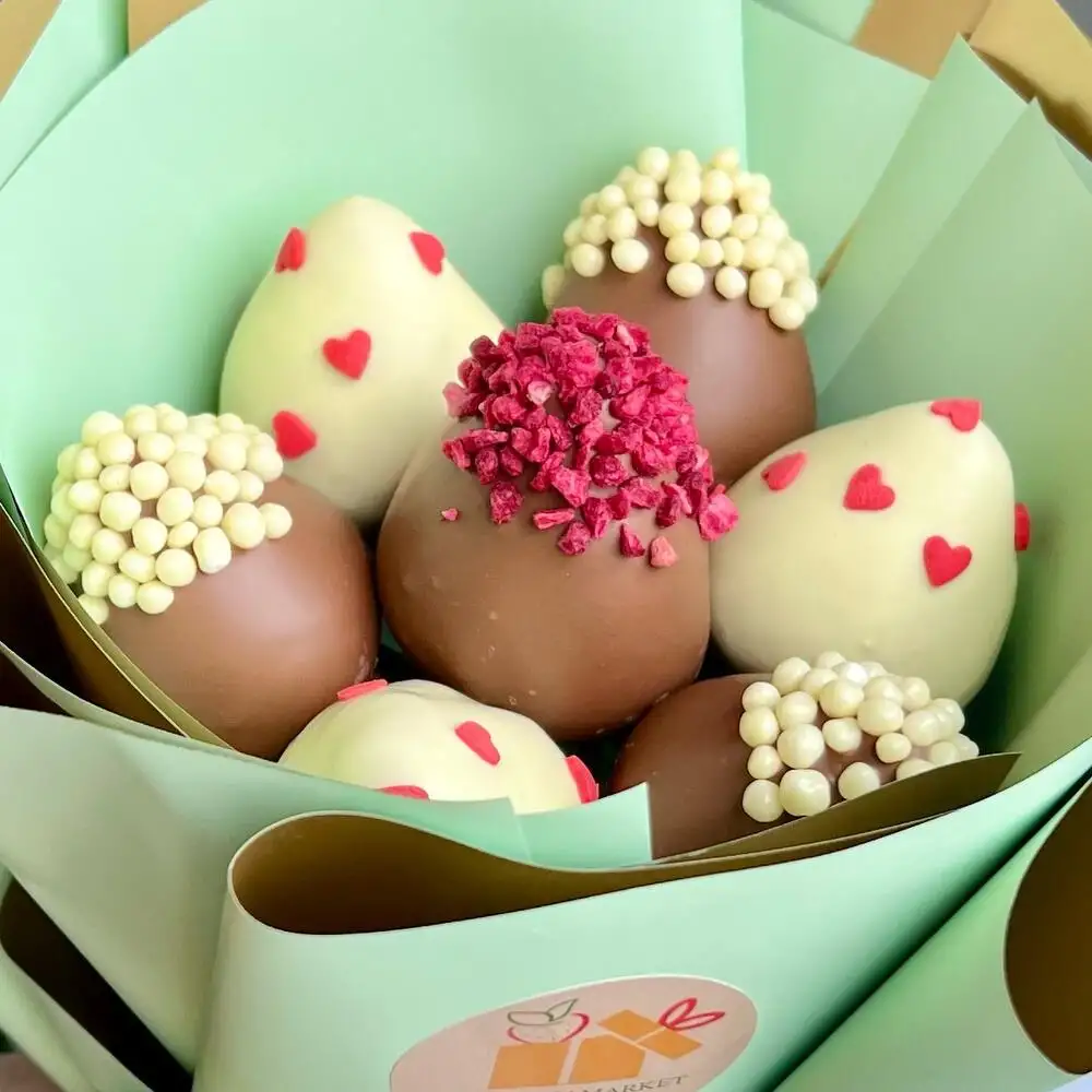 Букет из клубники в шоколаде «Оливковый», 7 ягод фото 2