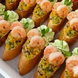 Брускетта с креветкой