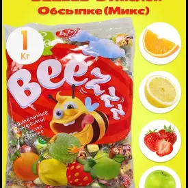 Конфеты жевательные в кислой обсыпке Beezzz, микс, 1 кг