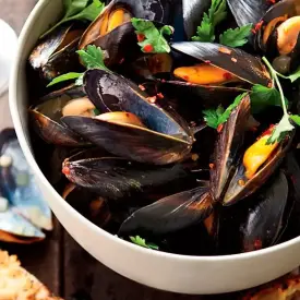 Мидии целые в раковине, 40-60, в/м, 1 кг