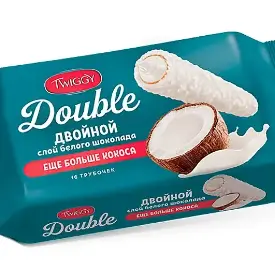 Вафельные трубочки «Twiggy Double» 185 г., с кокосом в белом шоколаде