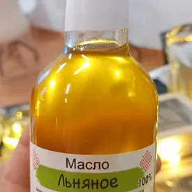 Льняное сыродавленное масло первого отжима, 100 мл.