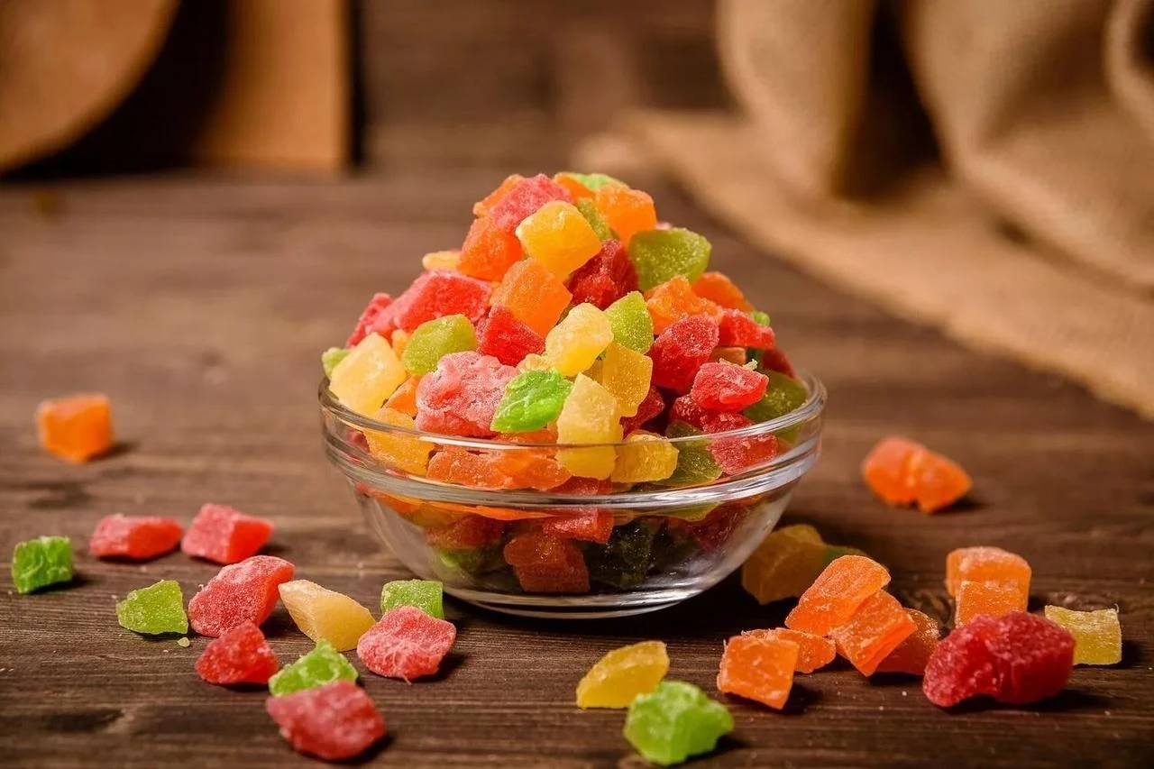 Ананас (цукаты), кубики, четыре цвета, 5 кг