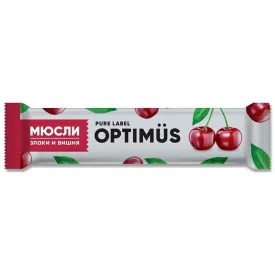 Батончик-мюсли Optimus: «Злаки и вишня», 25 г, 20 шт./уп.