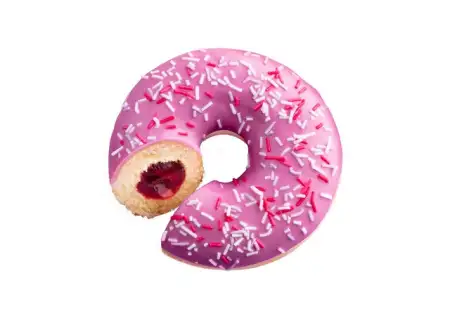 Донат глазированный «Ягодный микс» с начинкой со вкусом ягод