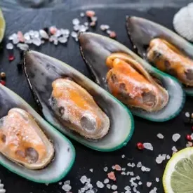 Мидии зелёные в половине раковины