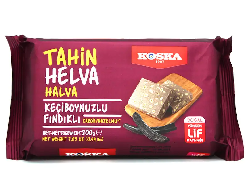 Кунжутная халва KOSKA с фундуком и кэробом, 200 гр