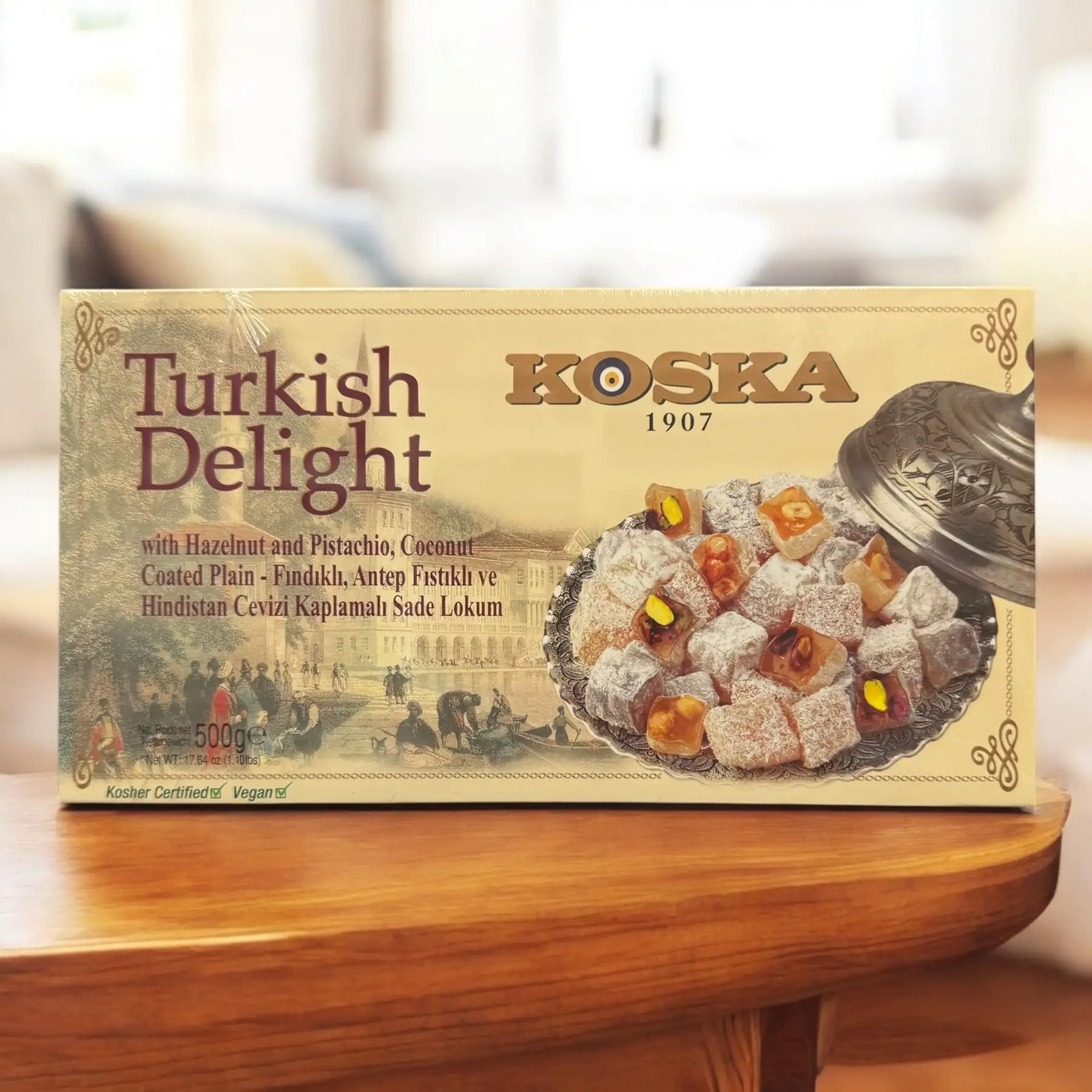 Рахат лукум KOSKA с фундуком, фисташками и кокосом, 500 гр