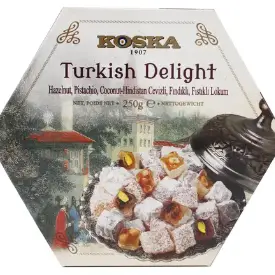 Рахат лукум KOSKA с фундуком, фисташками и кокосом, 250 гр