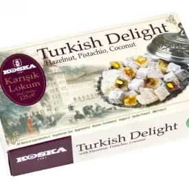 Рахат лукум KOSKA с фундуком, фисташками и кокосом, 125 гр