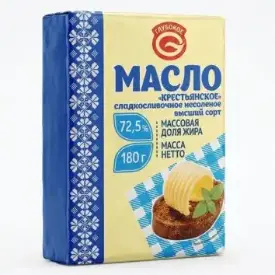 Масло «Крестьянское» сладкосливочное несоленое, 72,5%