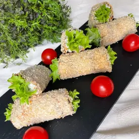 Рулетики из баклажан в панировке