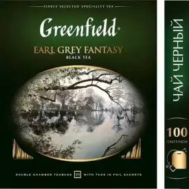 Чай черный пакетированный «Greenfield» Earl Grey Fantasy с ароматом бергамота, 100 пакетиков