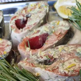 Стейк из горбуши в маринаде