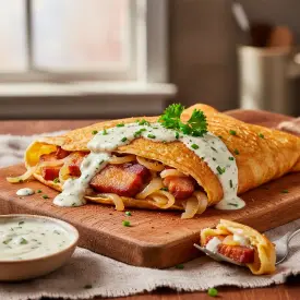 Блин на закваске «Левито мадре» с грудинкой и луком, 1 шт.