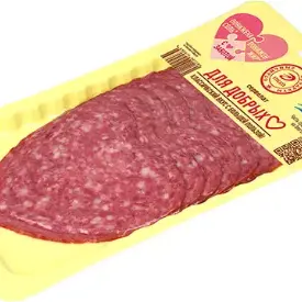 Колбаса варено-копченая «Сервелат для добрых сердец»