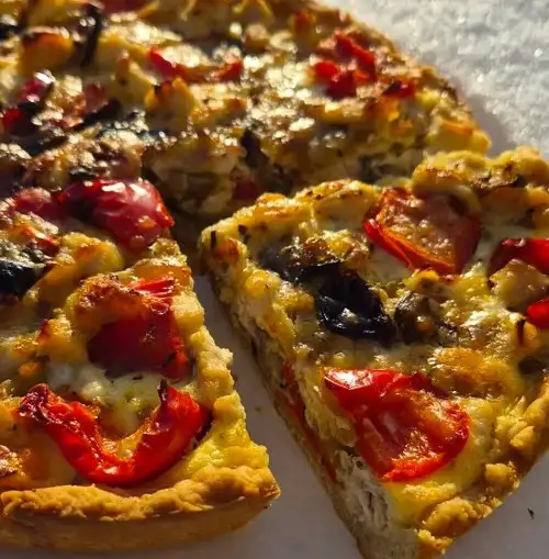 Киш с курицей, баклажаном, перцем