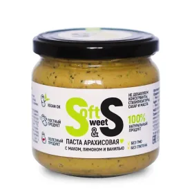 Паста арахисовая Soft&Sweet с маком, лимоном и ванилью, 350гр.