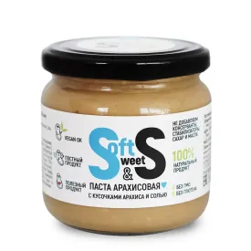 Паста арахисовая Soft&Sweet с кусочками арахиса и солью 350гр.