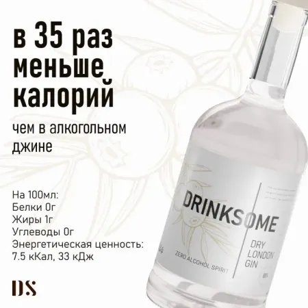Натуральный Безалкогольный напиток Джин Drinksome Dry London Gin фото 2
