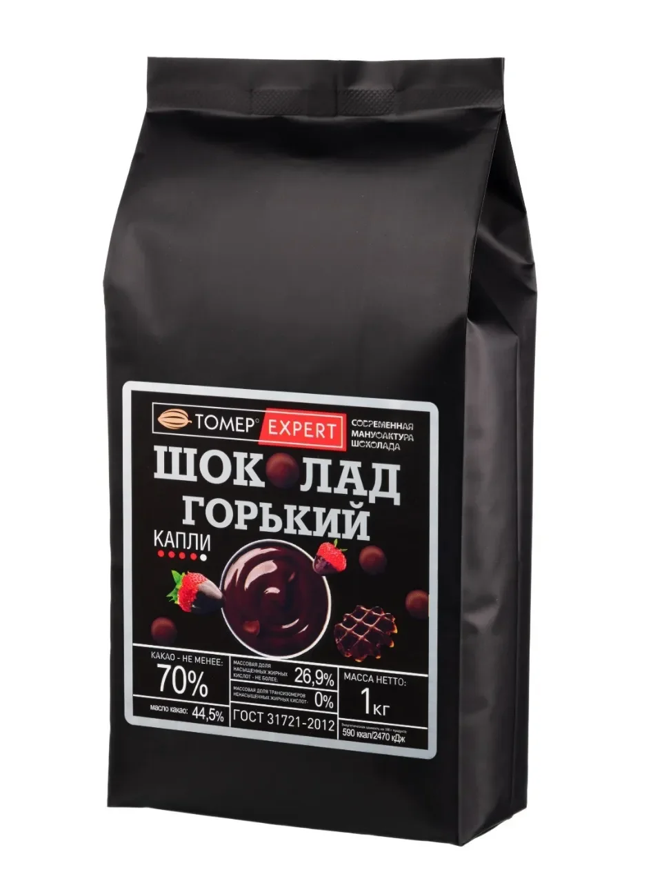 Горький шоколад (кувертюр) 70% Tomer Expert, 400 гр.