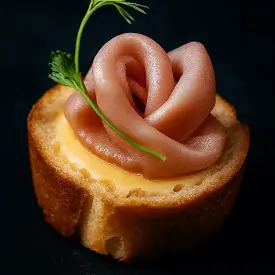 Брускетты с греческим йогуртом, ананасом, сыром и вяленым мясом, 10шт.