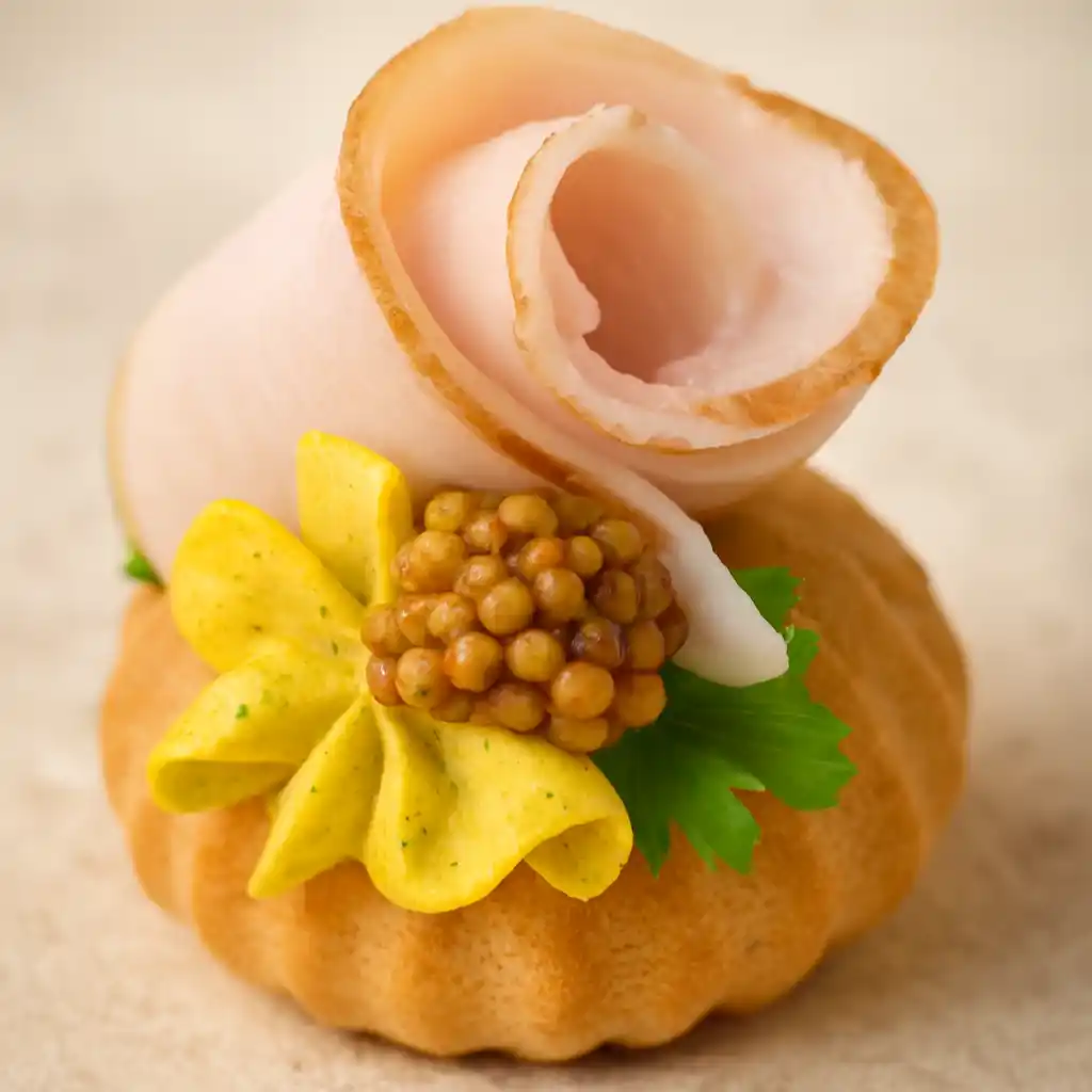 Профитроли с ветчиной и яичным кремом, 1шт.