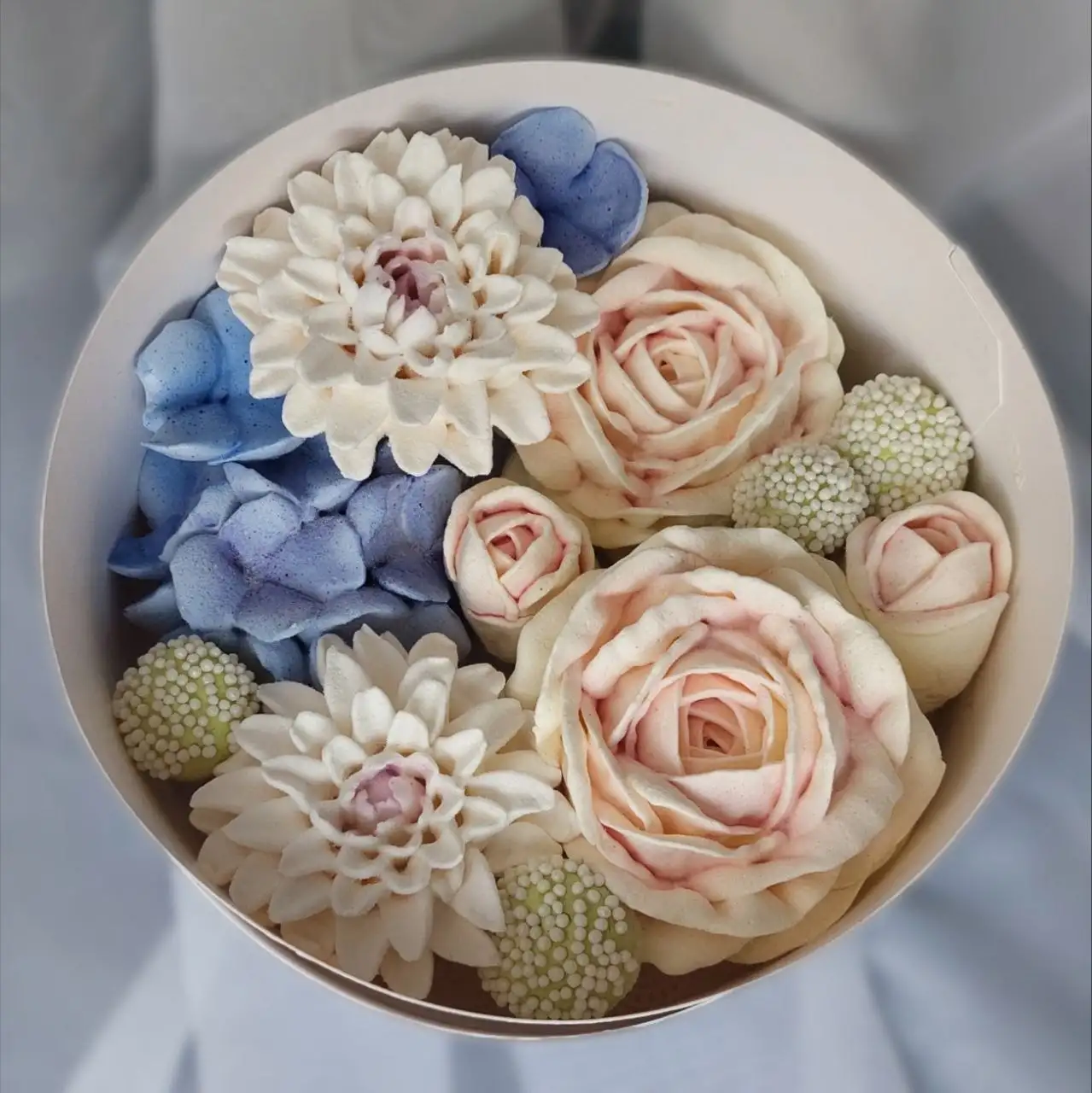 Зефирные цветы в коробочке, 16 см фото 2