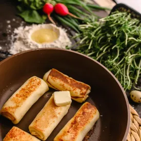 Блинчики с курицей и рисом