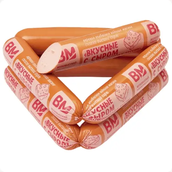 Сосиски «Вкусные с сыром по-Волковысски классик», 1 кг