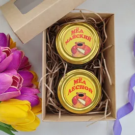 Подарочный набор «Дуэт» из 2 видов меда (баночки 100 мл)