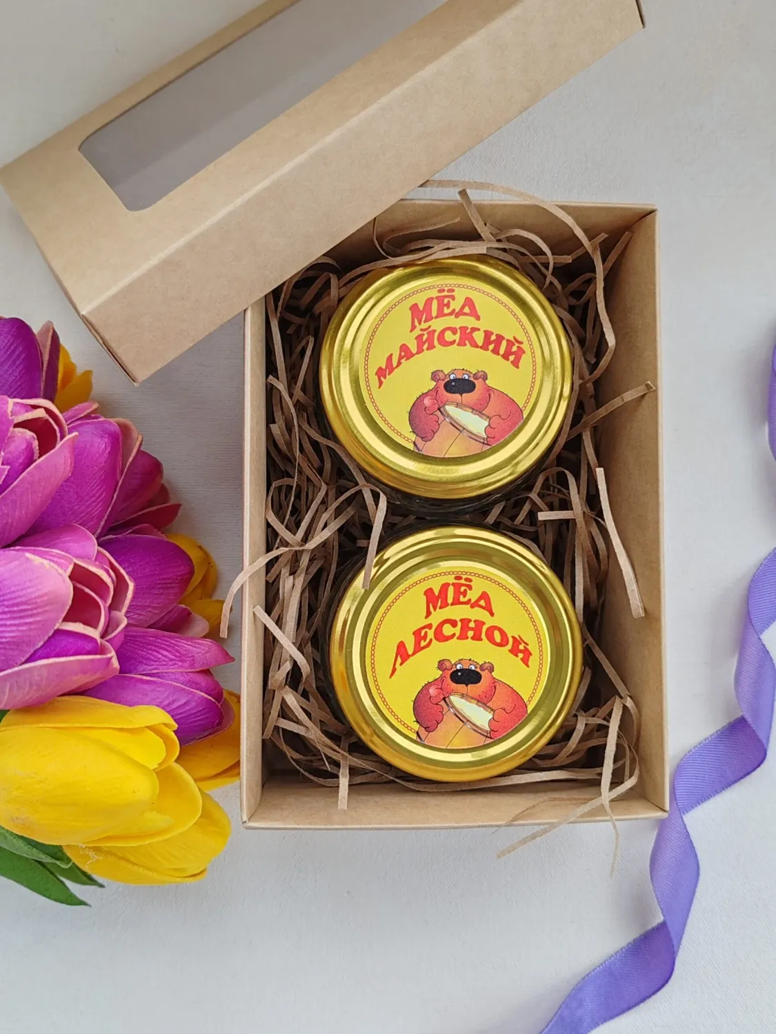 Подарочный набор «Дуэт» из 2 видов меда (баночки 100 мл)