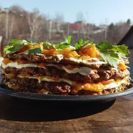 Печеночный торт из говяжьей печени