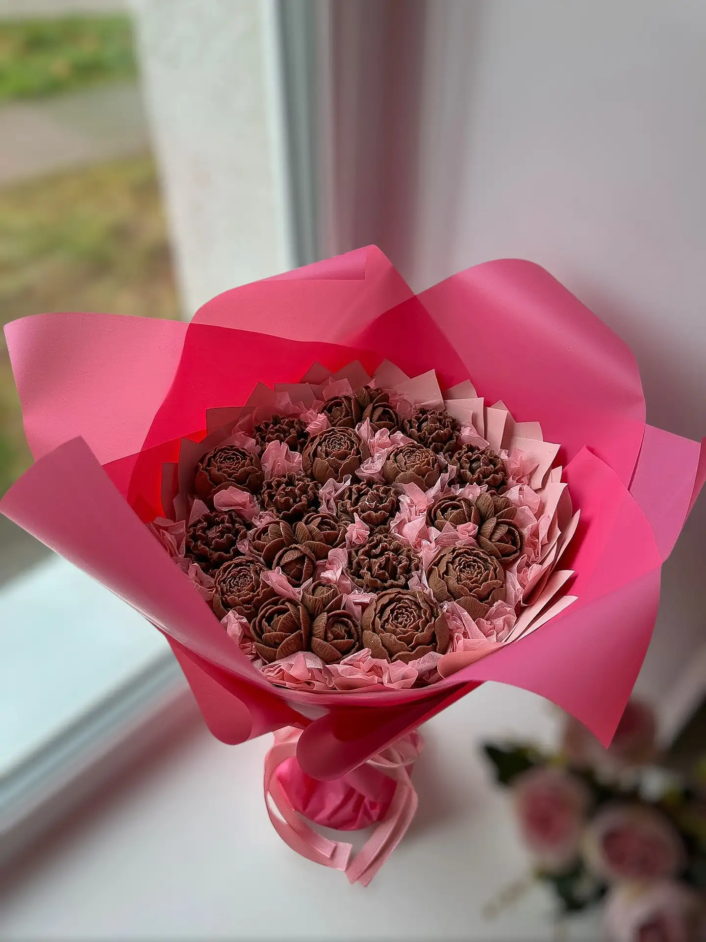 Шоколадные букеты «Пионы» с начинками фото 3