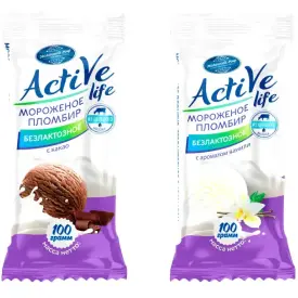 Мороженое безлактозное «Active life» 15%, 100 г