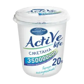 Сметана ТМ «Active life» 20%, 350 г