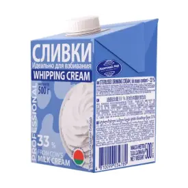 Сливки 33% стерилизованные с крышкой, 0.5 л