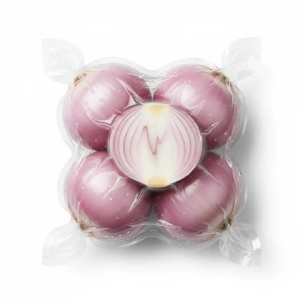 Лук репчатый, очищенный, красный, в вакуумной упаковке, 1 кг (опт)