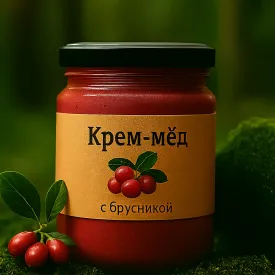 Крем-мед с брусникой, 450 мл