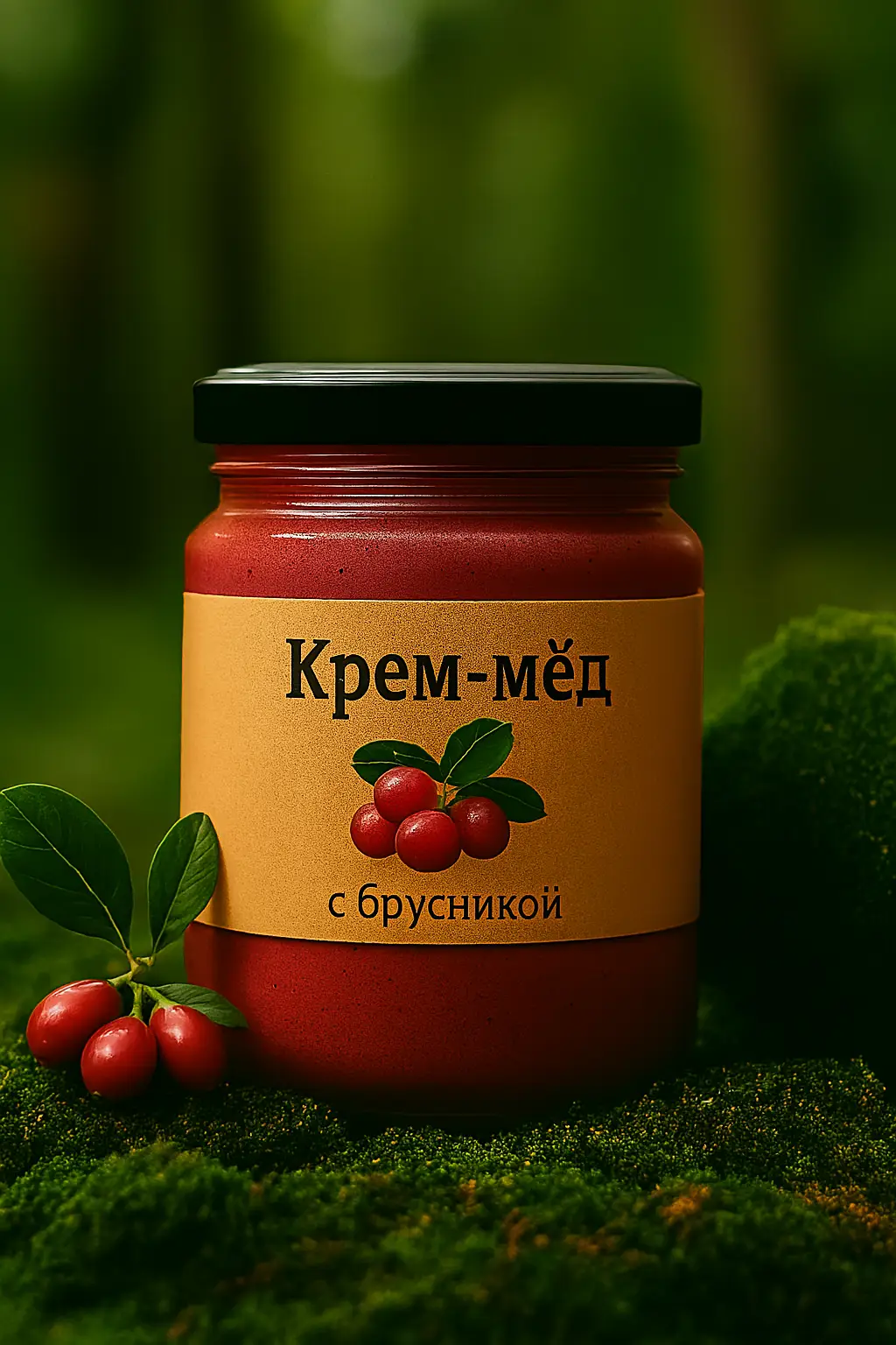 Крем-мед с брусникой, 450 мл