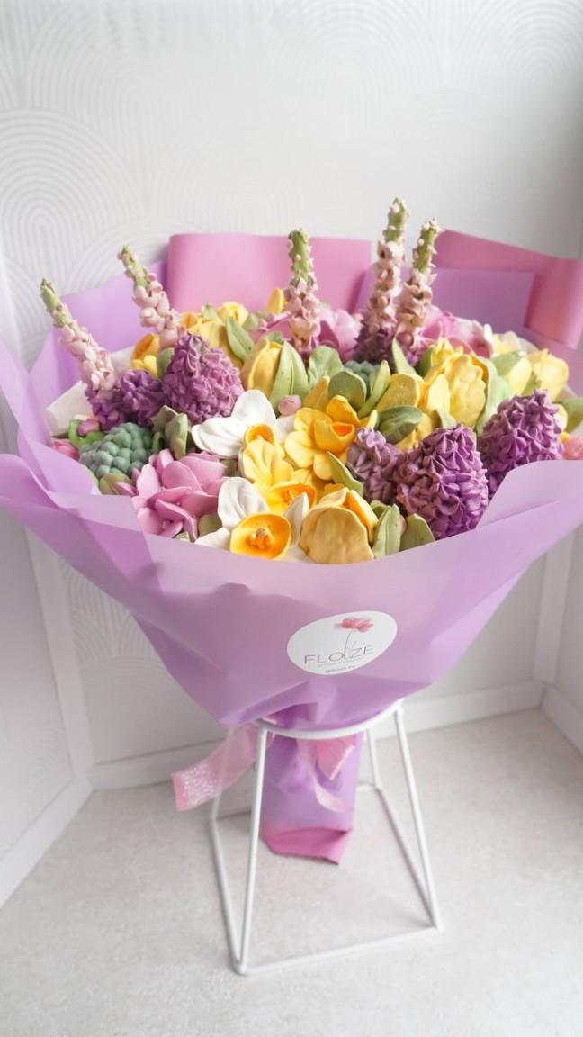 Букеты из съедобных зефирных цветов, размер M