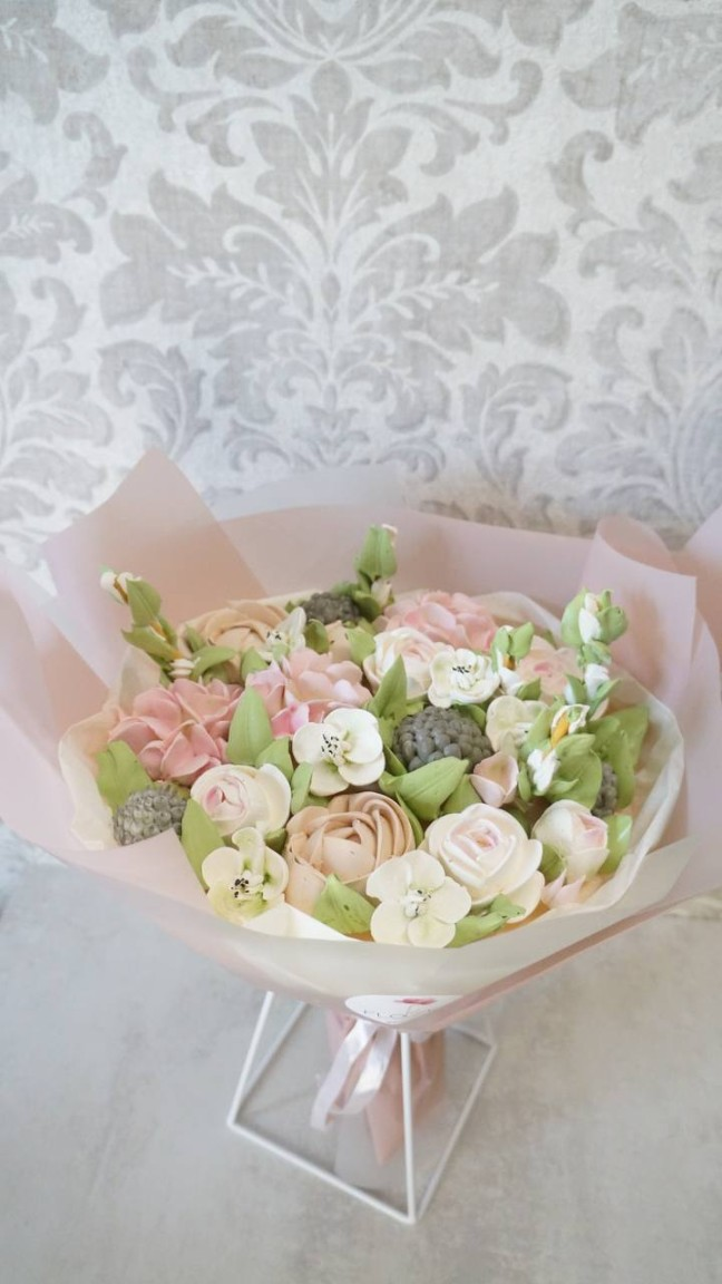 Букеты из съедобных зефирных цветов, размер L