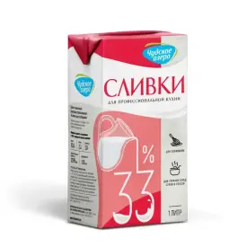 Крем сливочный ультрапастеризованный 33%, 1 л, «Чудское озеро»